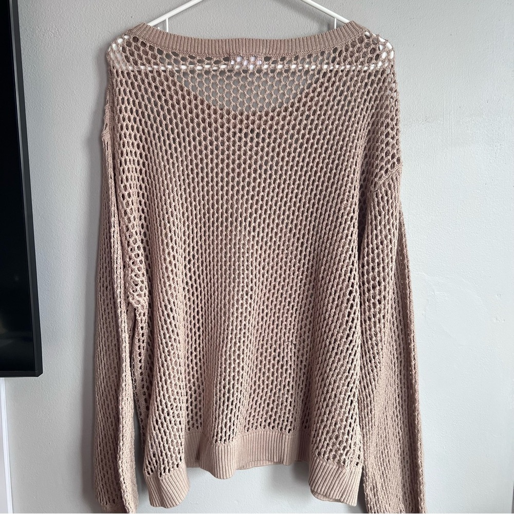 Summersalt The Fishnet Crewneck Cover-Up - Natural Sweater 1XL - Picture 8 of 9